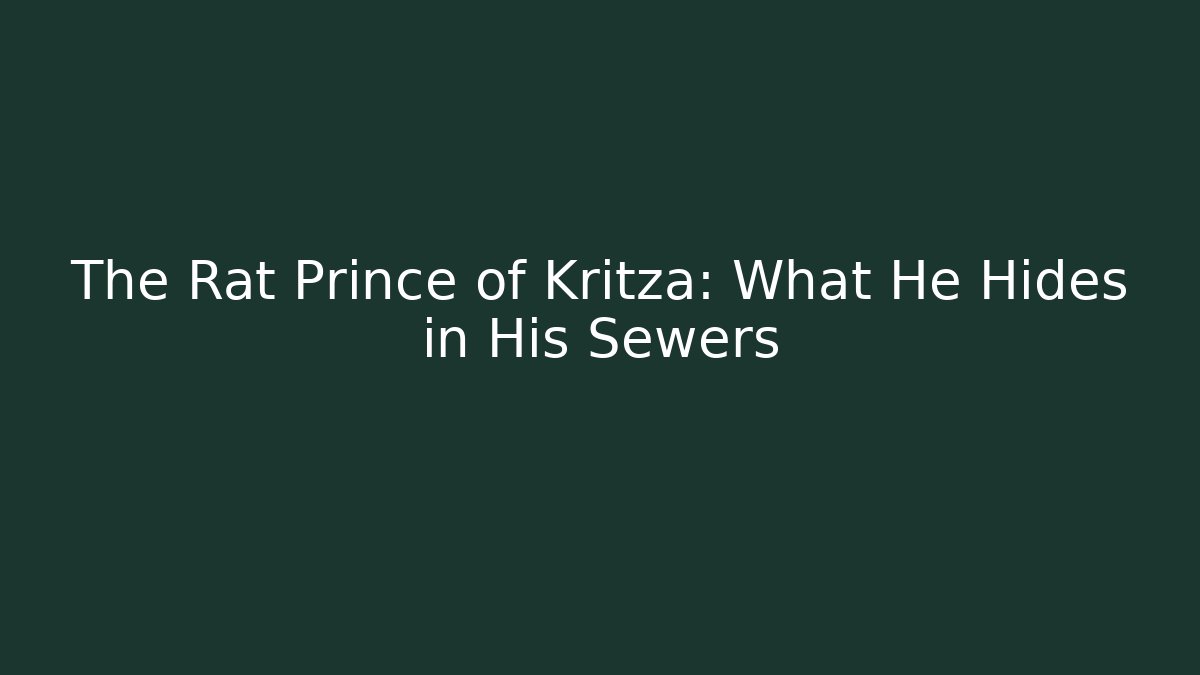 The Rat Prince of Kritza: What He Hides in His Sewers
