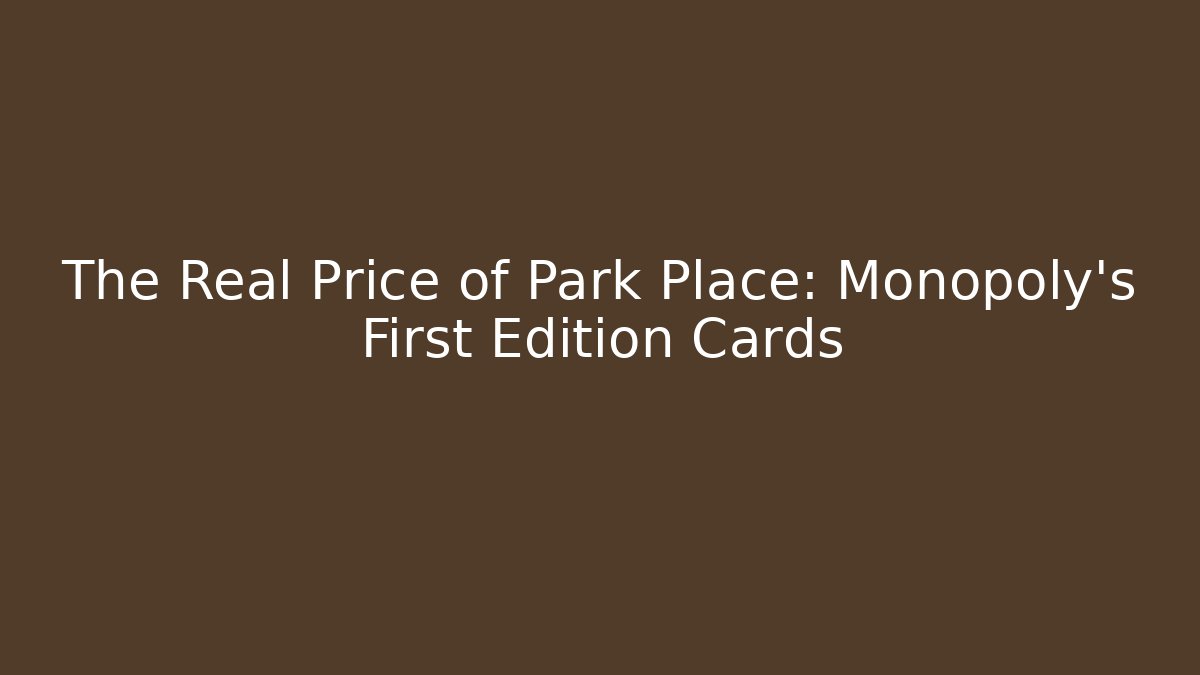 The Real Price of Park Place: Monopoly's First Edition Cards