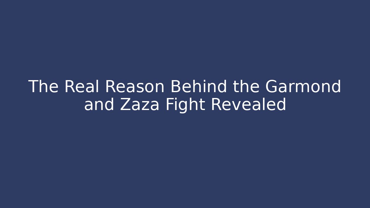 The Real Reason Behind the Garmond and Zaza Fight Revealed