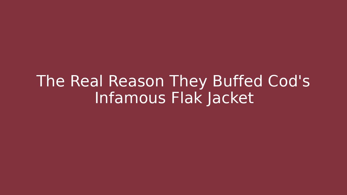 The Real Reason They Buffed Cod's Infamous Flak Jacket - Create More Assets