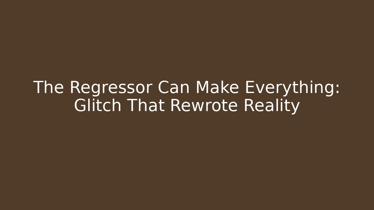 The Regressor Can Make Everything: Glitch That Rewrote Reality - Create More Assets