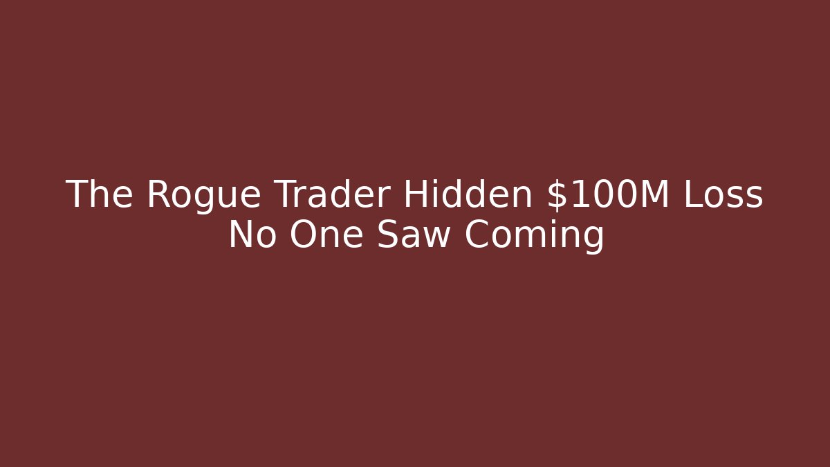 The Rogue Trader Hidden $100M Loss No One Saw Coming