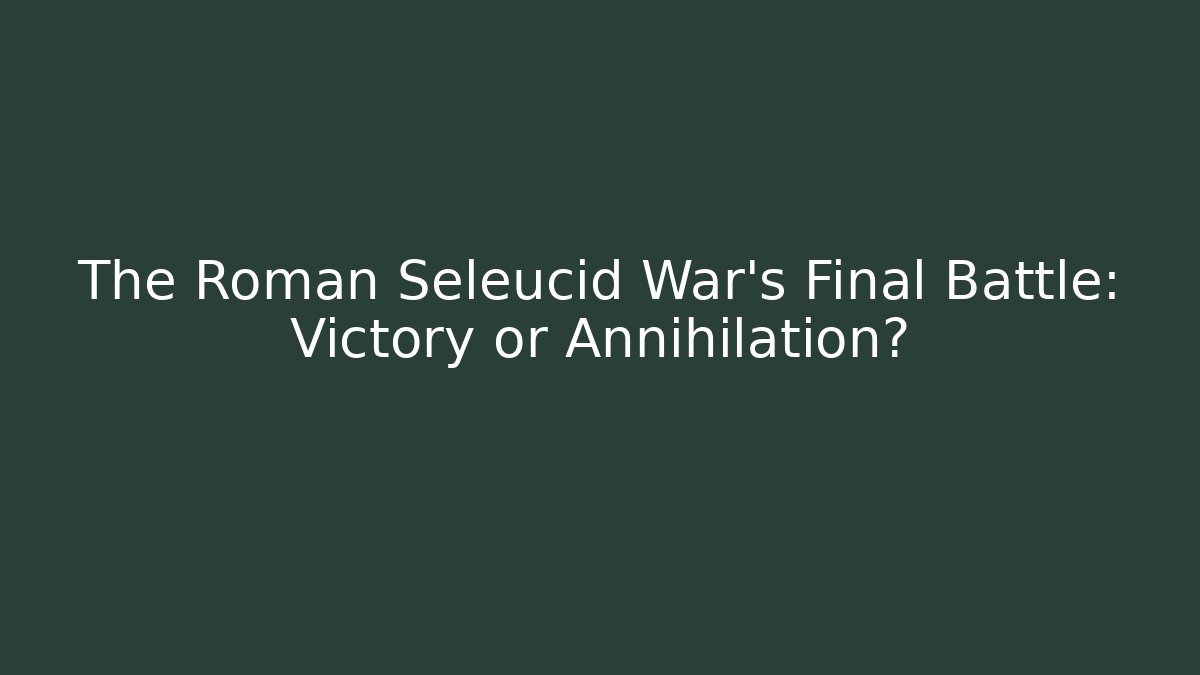 The Roman Seleucid War's Final Battle: Victory or Annihilation?