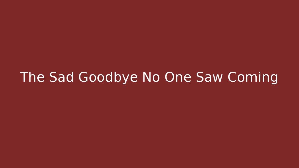 The Sad Goodbye No One Saw Coming