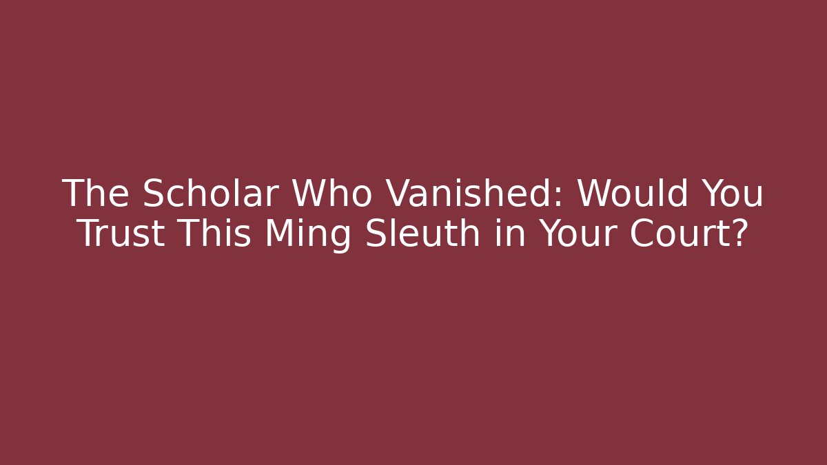 The Scholar Who Vanished: Would You Trust This Ming Sleuth in Your Court?