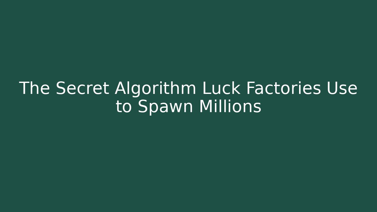 The Secret Algorithm Luck Factories Use to Spawn Millions