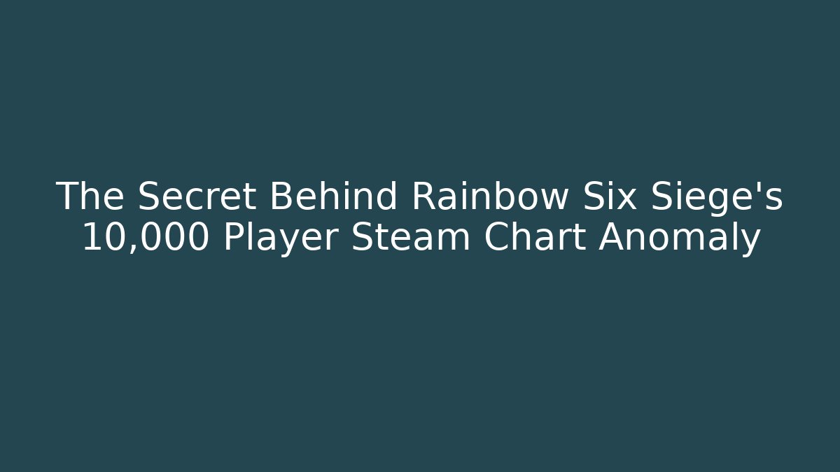 The Secret Behind Rainbow Six Siege's 10,000 Player Steam Chart Anomaly