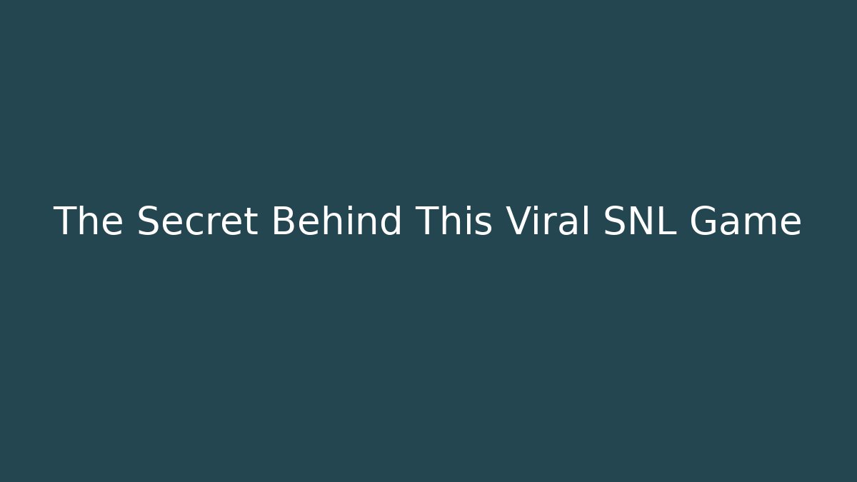 The Secret Behind This Viral SNL Game - Create More Assets
