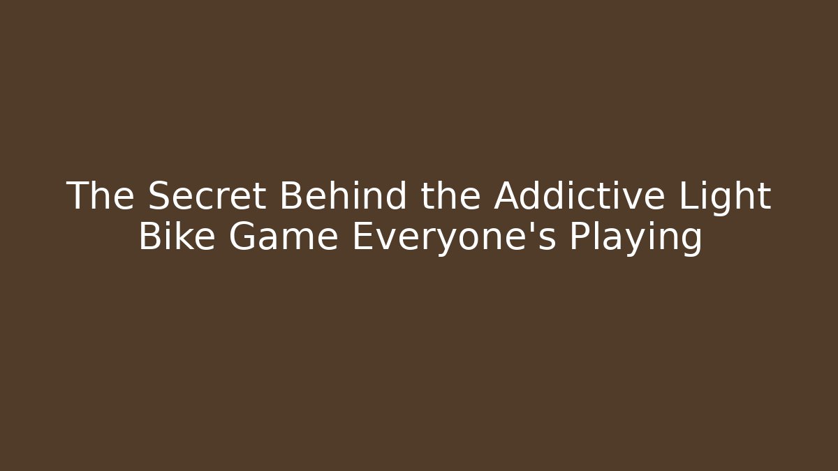 The Secret Behind the Addictive Light Bike Game Everyone’s Playing