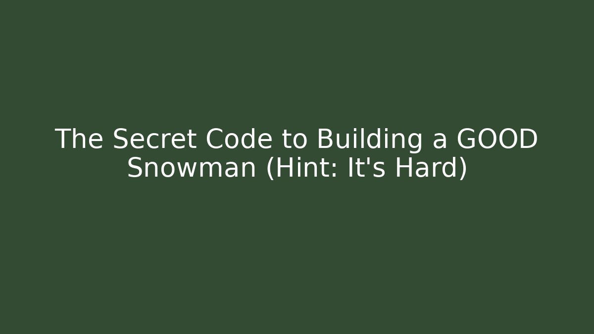 The Secret Code to Building a GOOD Snowman (Hint: It's Hard)