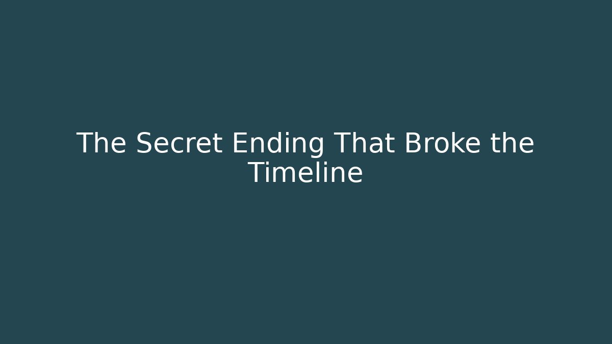 The Secret Ending That Broke the Timeline - Create More Assets