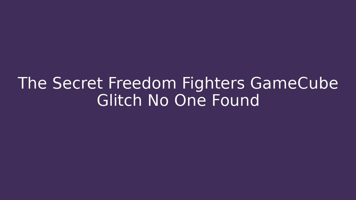 The Secret Freedom Fighters GameCube Glitch No One Found