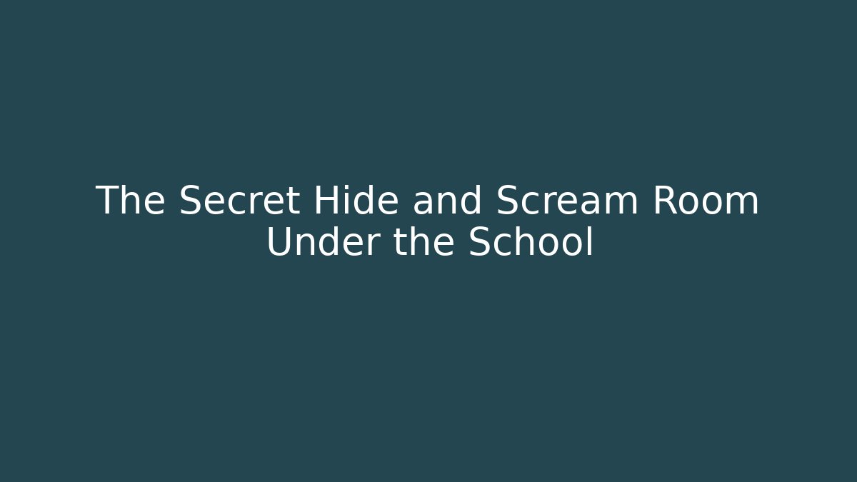 The Secret Hide and Scream Room Under the School