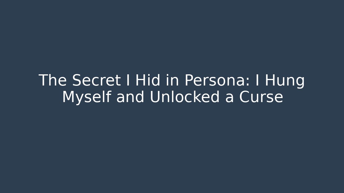 The Secret I Hid in Persona: I Hung Myself and Unlocked a Curse