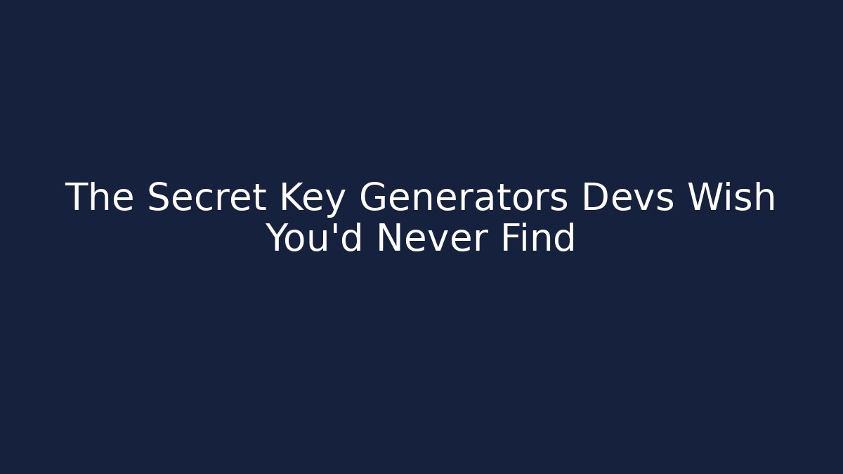 The Secret Key Generators Devs Wish You'd Never Find - Create More Assets