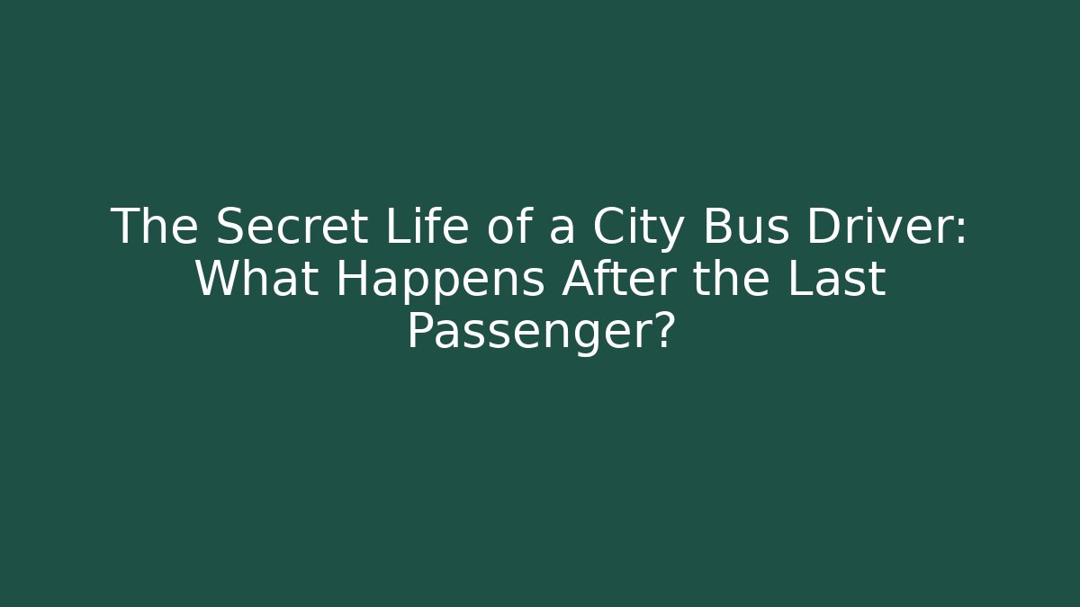 The Secret Life of a City Bus Driver: What Happens After the Last Passenger?
