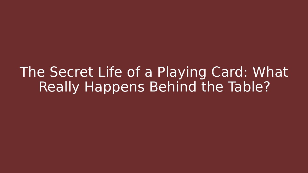 The Secret Life of a Playing Card: What Really Happens Behind the Table?