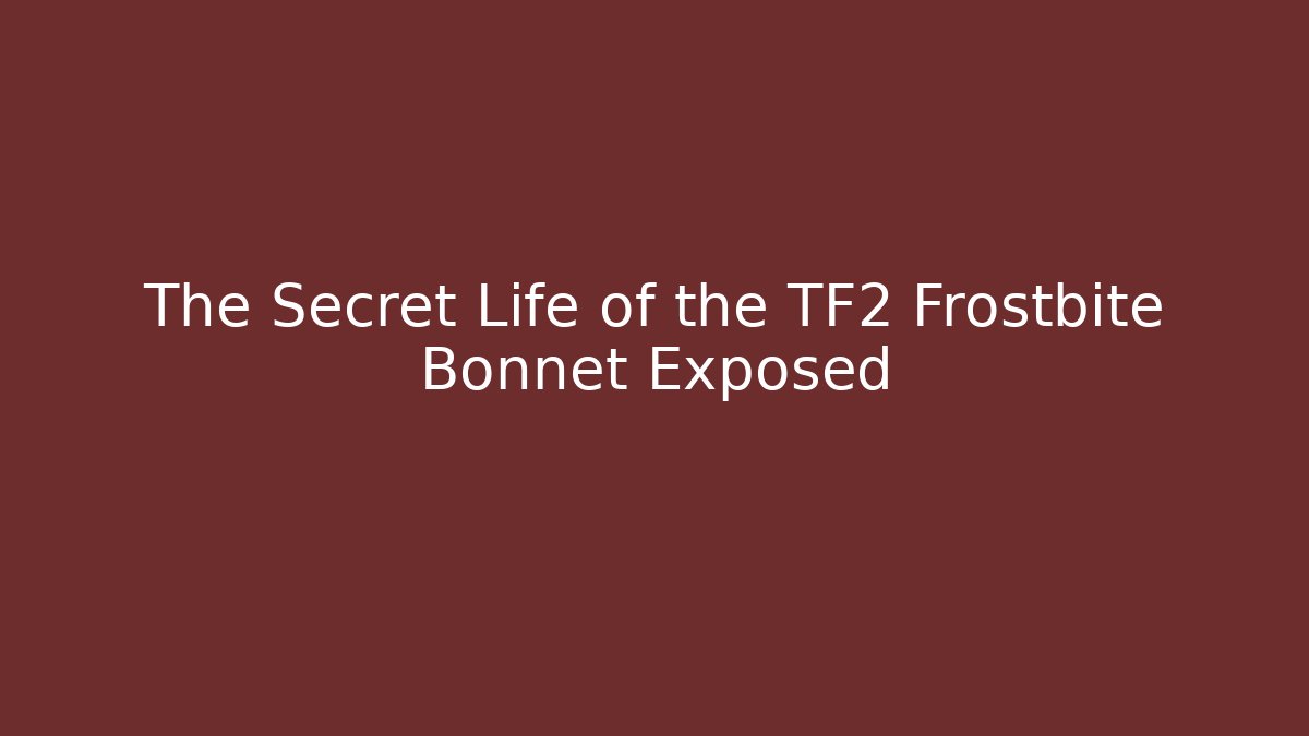 The Secret Life of the TF2 Frostbite Bonnet Exposed