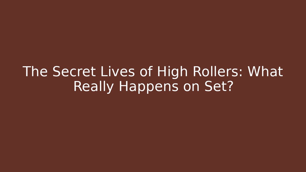 The Secret Lives of High Rollers: What Really Happens on Set?