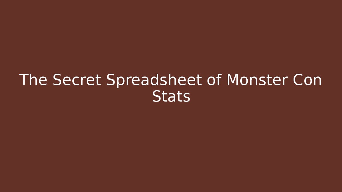 The Secret Spreadsheet of Monster Con Stats