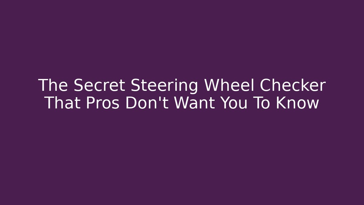 The Secret Steering Wheel Checker That Pros Don't Want You To Know