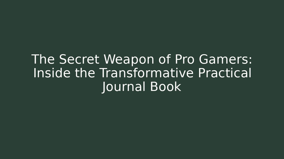 The Secret Weapon of Pro Gamers: Inside the Transformative Practical Journal Book