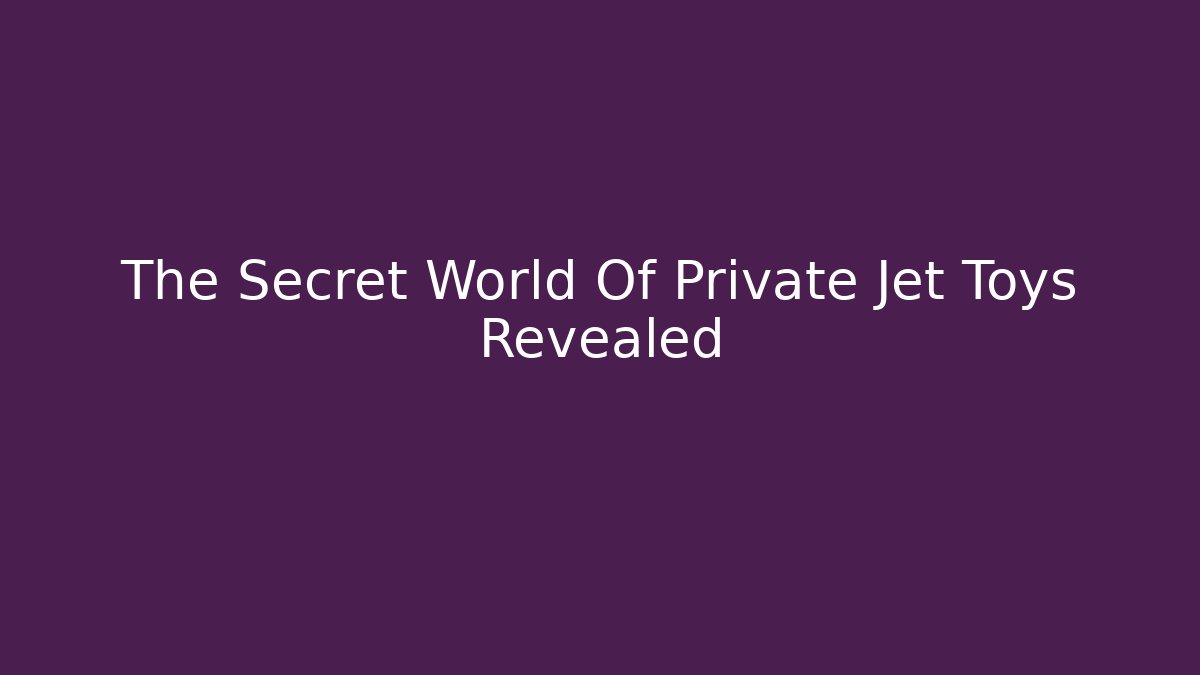 The Secret World Of Private Jet Toys Revealed