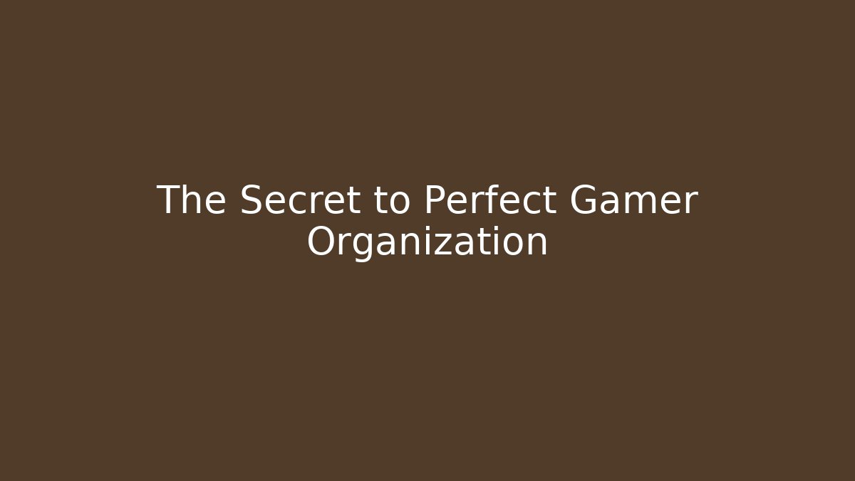 The Secret to Perfect Gamer Organization