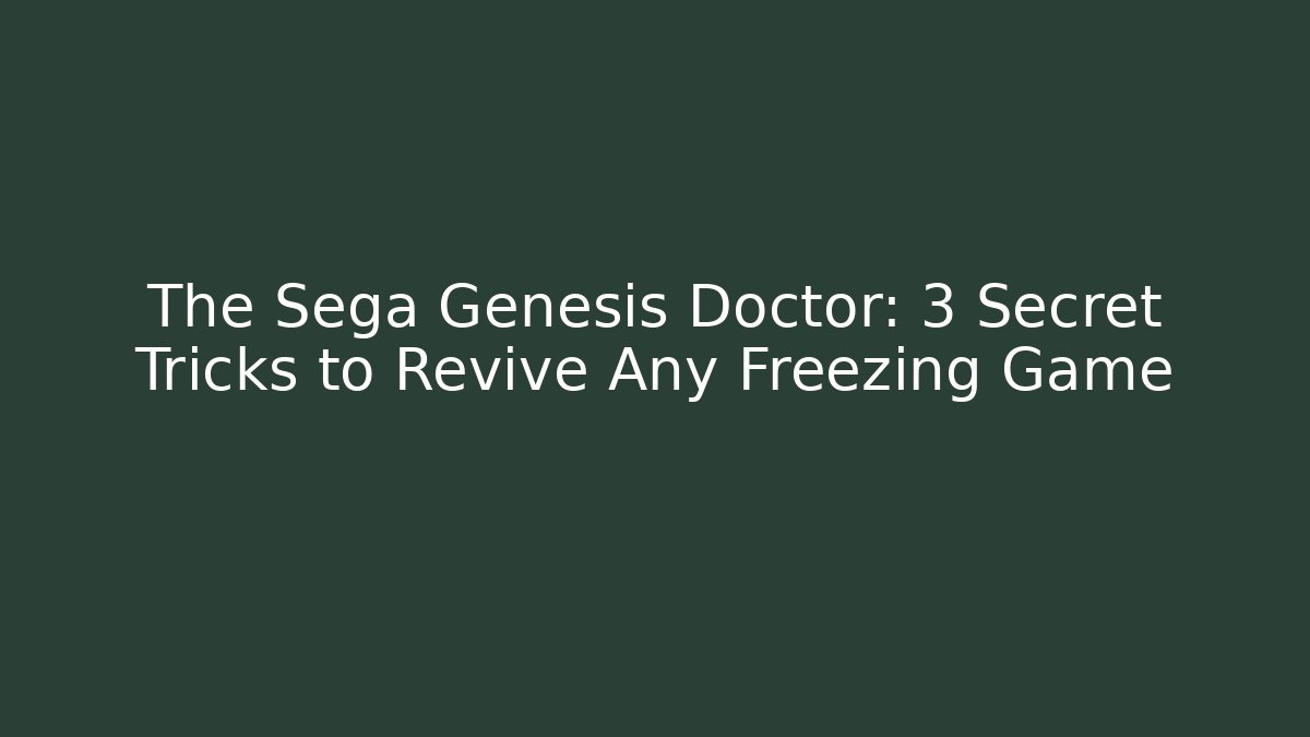 The Sega Genesis Doctor: 3 Secret Tricks to Revive Any Freezing Game