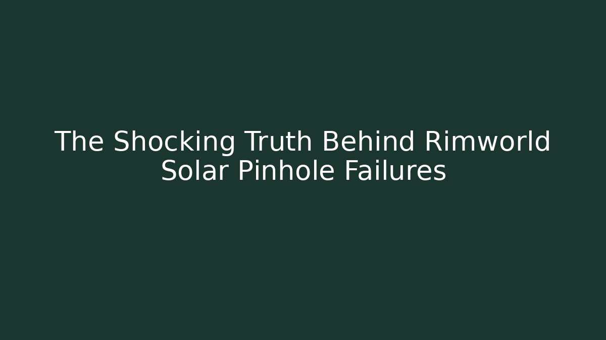 The Shocking Truth Behind Rimworld Solar Pinhole Failures