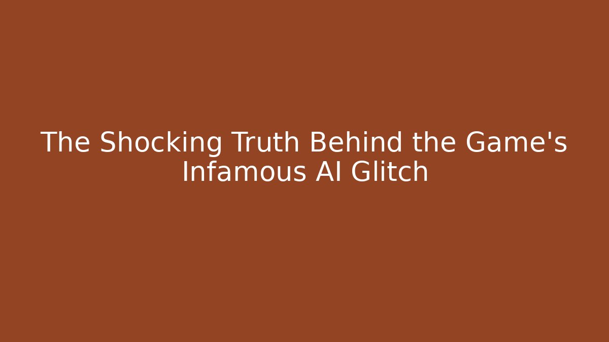 The Shocking Truth Behind the Game's Infamous AI Glitch - Create More Assets