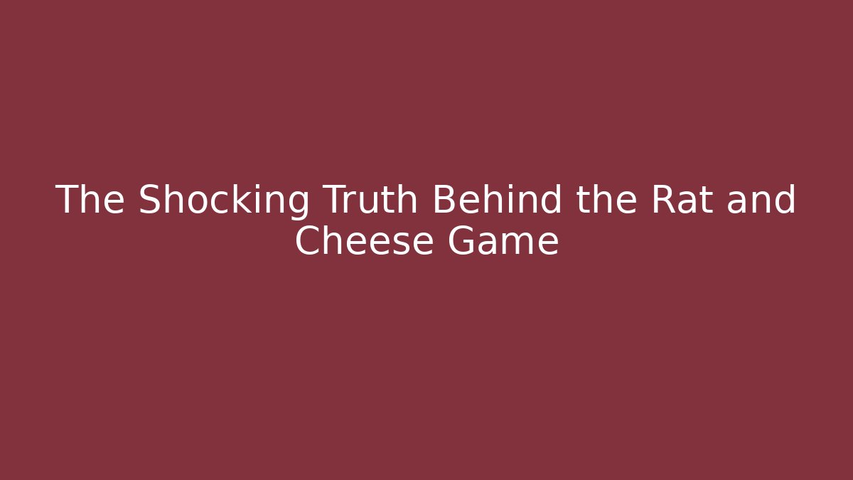 The Shocking Truth Behind the Rat and Cheese Game - Create More Assets