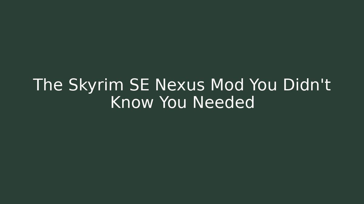 The Skyrim SE Nexus Mod You Didn't Know You Needed