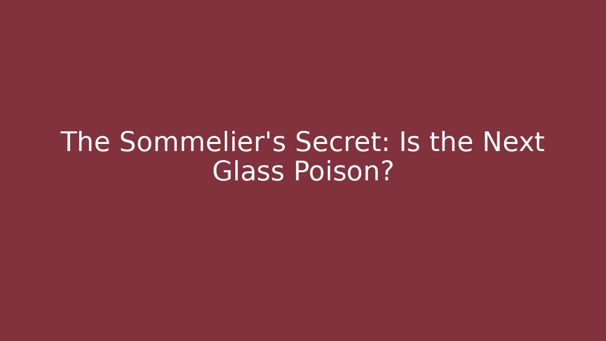 The Sommelier's Secret: Is the Next Glass Poison?