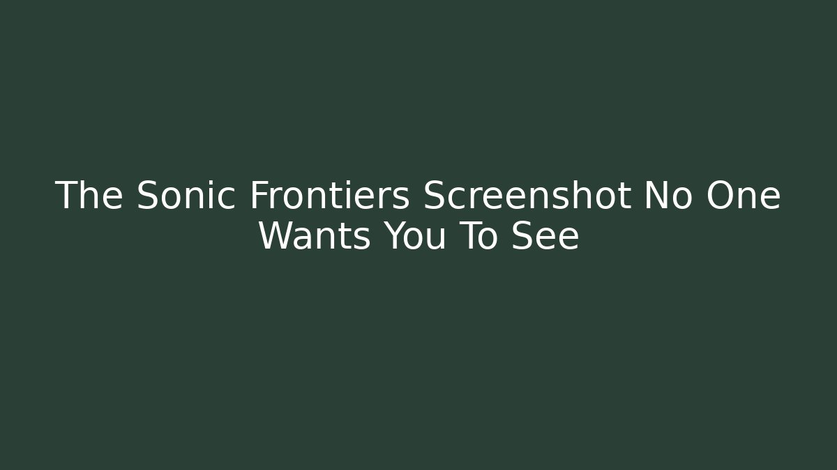 The Sonic Frontiers Screenshot No One Wants You To See