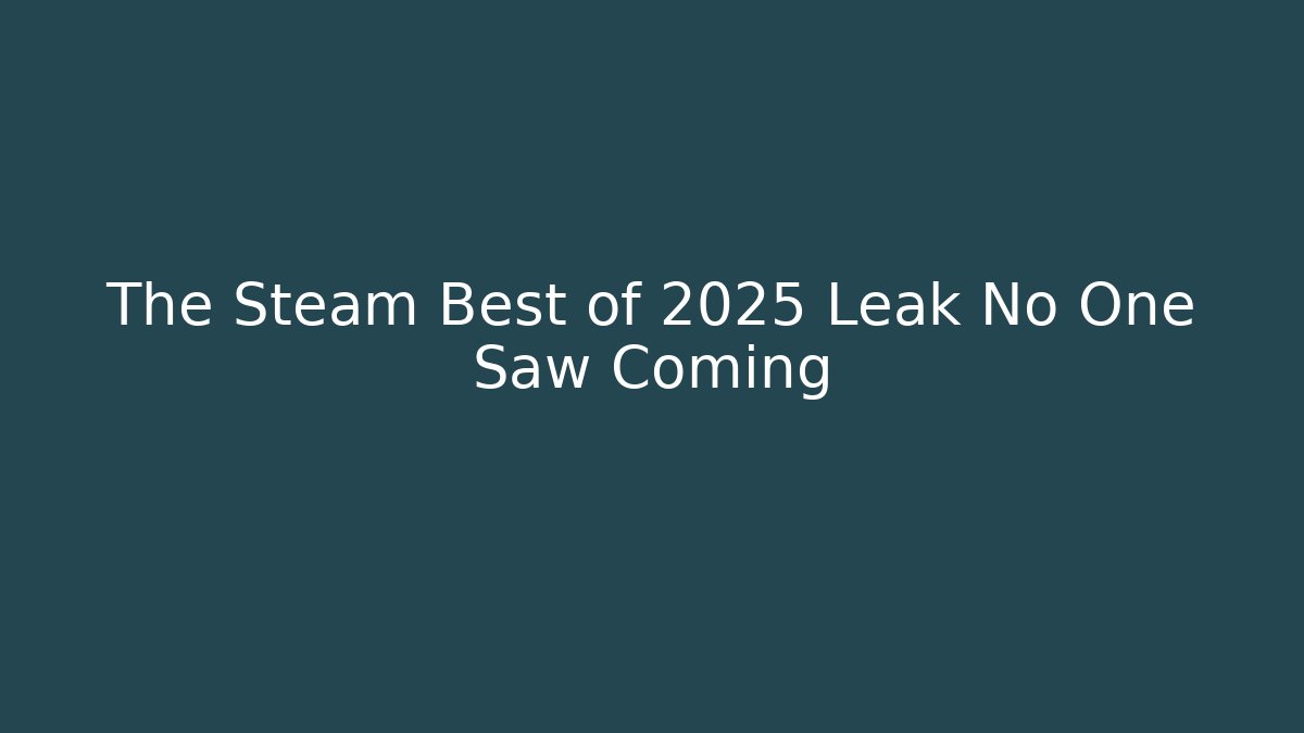 The Steam Best of 2025 Leak No One Saw Coming