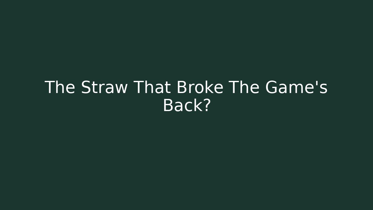 The Straw That Broke The Game's Back? - Create More Assets