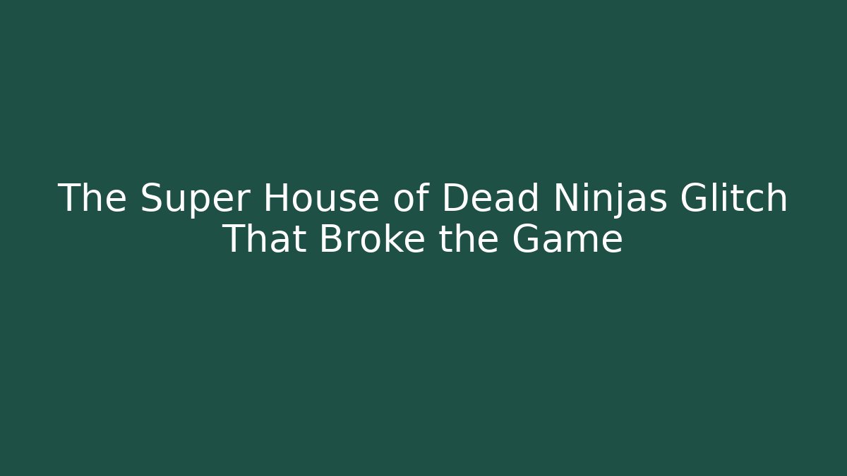 The Super House of Dead Ninjas Glitch That Broke the Game