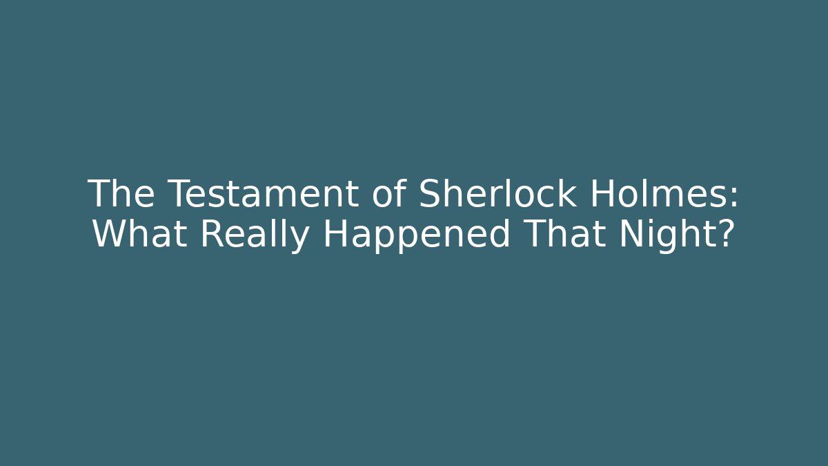 The Testament of Sherlock Holmes: What Really Happened That Night?
