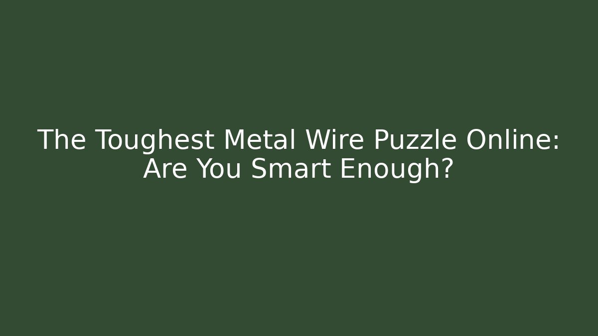 The Toughest Metal Wire Puzzle Online: Are You Smart Enough?