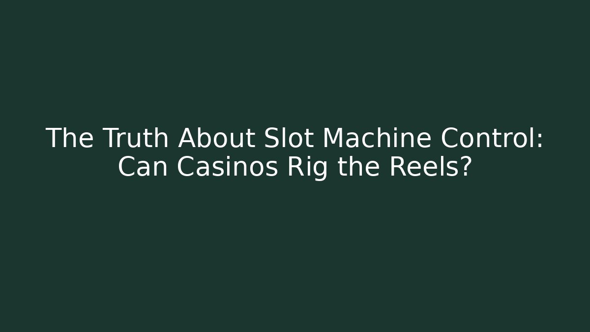 The Truth About Slot Machine Control: Can Casinos Rig the Reels?