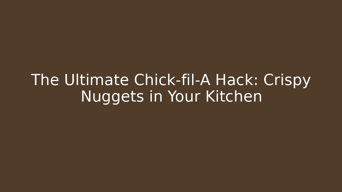 The Ultimate Chick-fil-A Hack: Crispy Nuggets in Your Kitchen