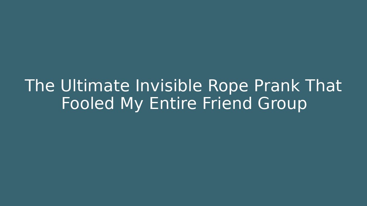 The Ultimate Invisible Rope Prank That Fooled My Entire Friend Group