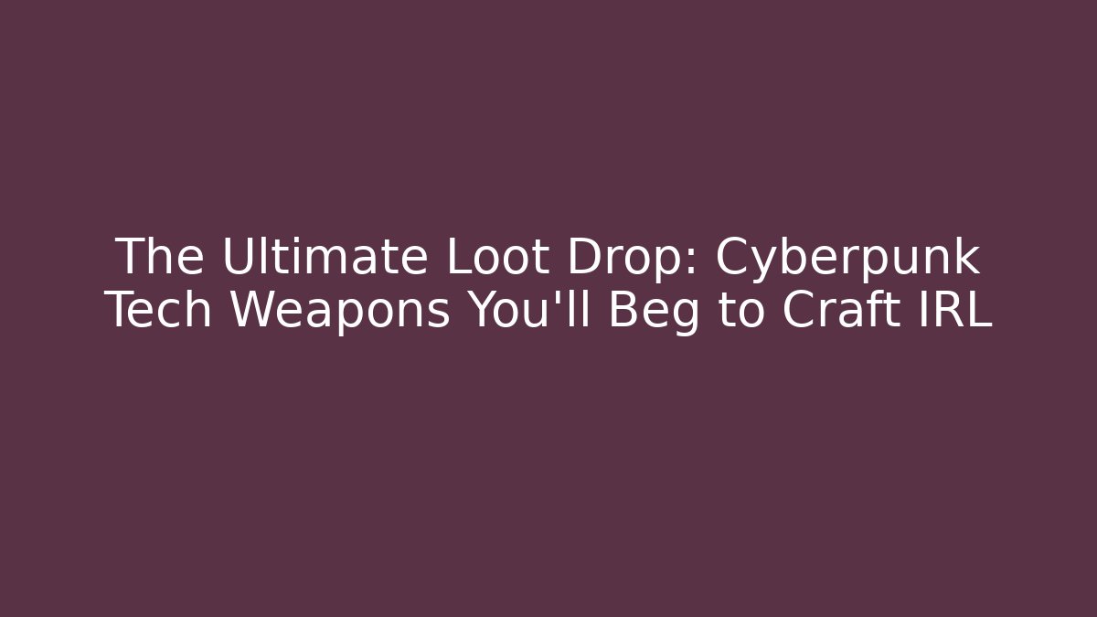 The Ultimate Loot Drop: Cyberpunk Tech Weapons You'll Beg to Craft IRL