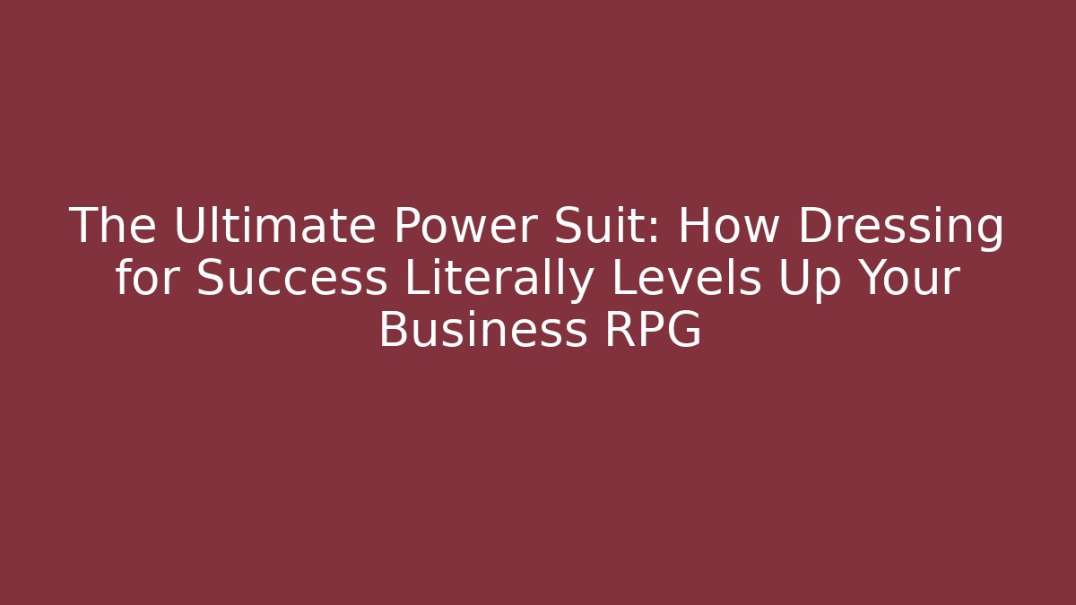 The Ultimate Power Suit: How Dressing for Success Literally Levels Up Your Business RPG