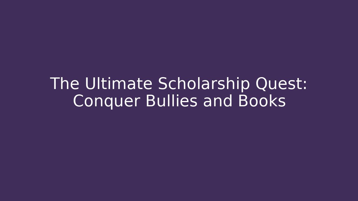 The Ultimate Scholarship Quest: Conquer Bullies and Books