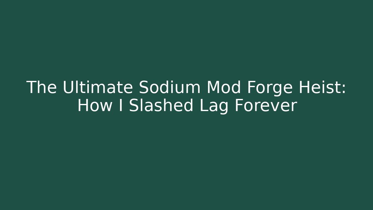 The Ultimate Sodium Mod Forge Heist: How I Slashed Lag Forever - Create More Assets