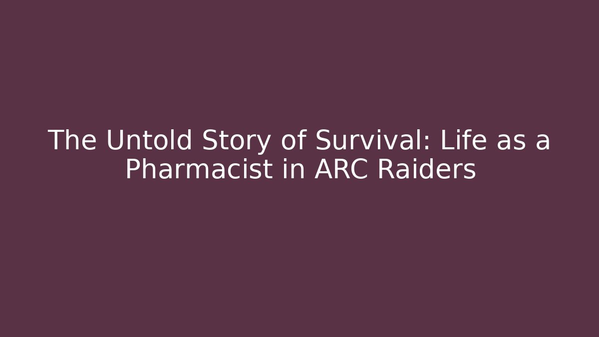 The Untold Story of Survival: Life as a Pharmacist in ARC Raiders