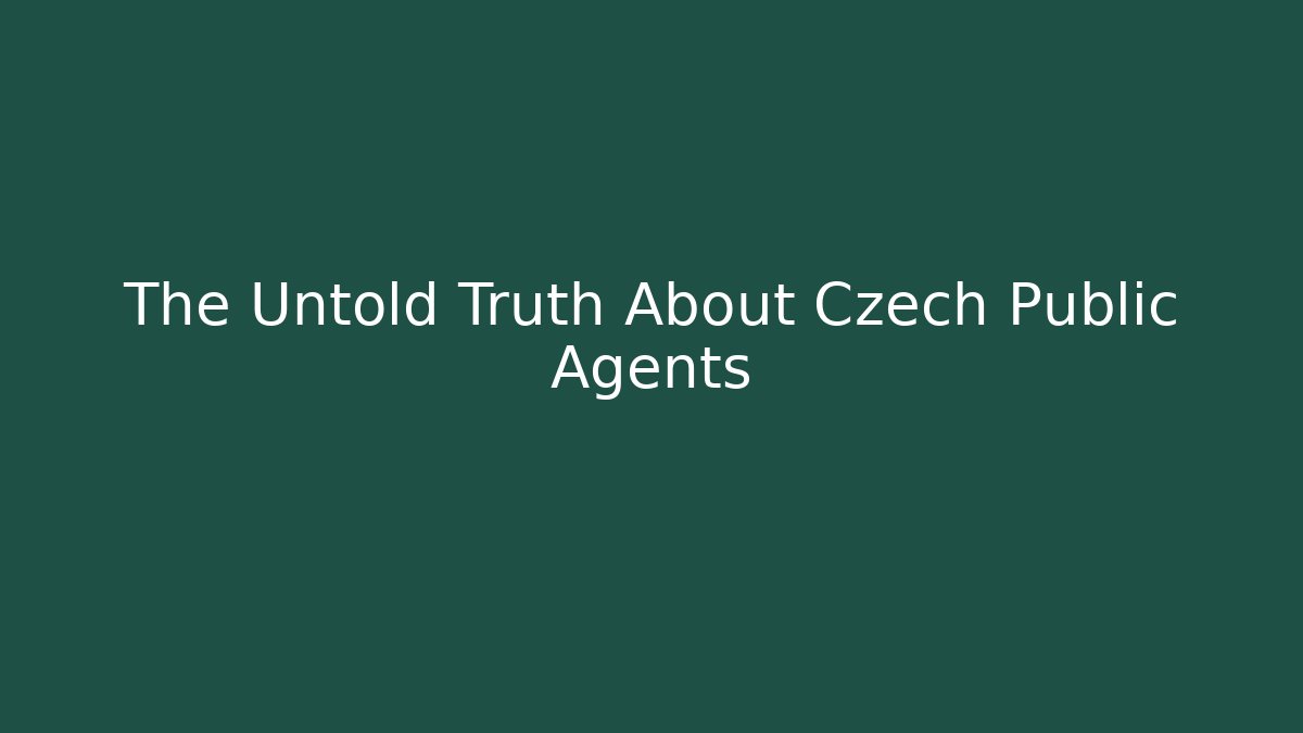 The Untold Truth About Czech Public Agents - Create More Assets