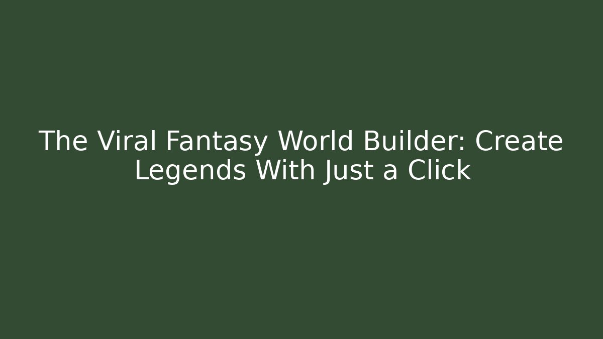 The Viral Fantasy World Builder: Create Legends With Just a Click - Create More Assets